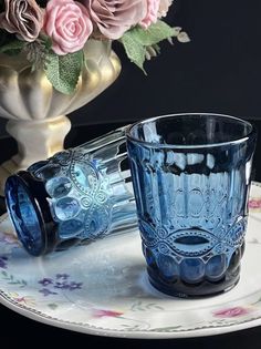 Набор из 6 стаканов Lenardi 250мл барокко синий стекло подарочная упаковка