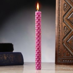 Свеча из вощины с гвоздикой, 13х1,7 см, 1 ч, фиолетовый No Brand