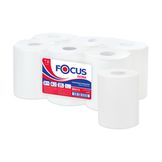 Полотенца бумажные в рулонах Focus Jumbo, 2-слойные, 125м/рул., ЦВ, белые, (6шт.)