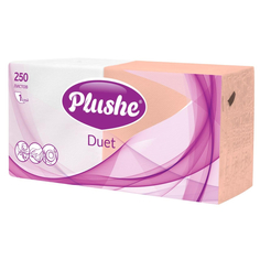 Салфетки бумажные Plushe Duet 24х24 пастель 1сл 250л/уп, (3шт.)