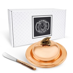 Набор для масла Кольчугинский мельхиор Кукуруза медный Масленка и Нож