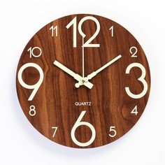 Часы настенные, флуоресцентные, плавный ход, d-30 см No Brand