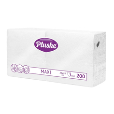 Салфетки бумажные Plushe Maxi 24х24 белая 1сл 200л/уп, (3шт.)