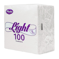 Салфетки бумажные Plushe Light 22,5х22,5 белая 1сл 90л/уп, (8шт.)