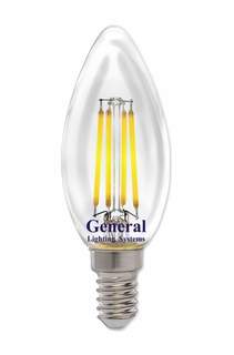 Лампа светодиодная GENERAL, E14, 8W, 2700K, "Свеча", арт. 650968 - (10 шт.)