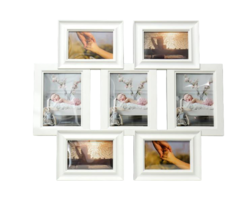 Фоторамка пластик на 7 фото 10х15, 13х18 см "Коллаж" белая 57х49,5х2,5 см No Brand