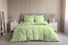 Простыня на резинке "Ночь Нежна" поплин-жаккард "Ампир (авокадо)"; 180 х 200