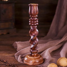 Подсвечник дерево "Резной" 8х8х18 см (2 шт) No Brand