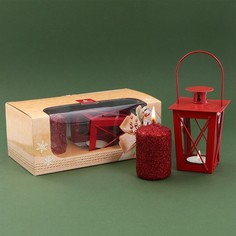 Новогодний подарочный набор свеча и фонарик "С новым годом", 19 х 10,5 х 16 см Зимнее волшебство