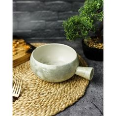 Салатник с ручкой Porland Stoneware Selene., каменная керамика