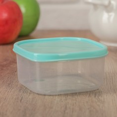 Контейнер квадратный Доляна, пищевой, 400 мл, цвет бирюзовый No Brand