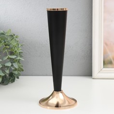 Подсвечник металл на 1 свечу "Эвиан" d=1,5 см чёрный с золотом 9х22 см No Brand