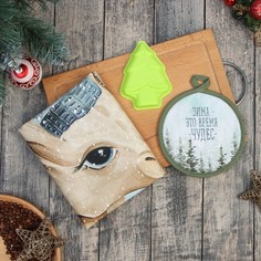 Набор подарочный Этель "Время чудес": кух.полотенце 40х73см, прихватка 17х17см; хлопок 100