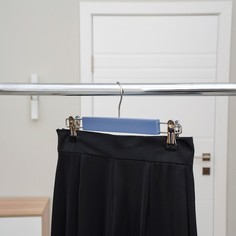 Вешалка деревянная для брюк и юбок с зажимами SAVANNA «Тэри», 28?11,5?2,8 см, цвет графито