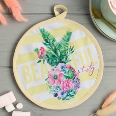 Прихватка Доляна "Цветущий ананас" 17х17 см, 35% хлопок, 65% пэ, ватин 250 г/м2(2 шт.)