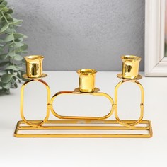 Подсвечник металл на 3 свечи "Овалы" d=2,3 см золото 5,8х20х11,5 см No Brand