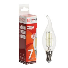 Лампа светодиодная IN HOME LED-СВЕЧА НА ВЕТРУ-deco, 7 Вт, 230 В, Е14, 6500 К, 810 Лм No Brand