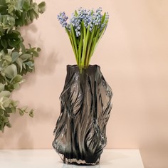Ваза "Лючия" из прозрачного черного стекла 26,5*8*8 см No Brand