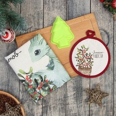 Набор подарочный Этель "Зимние радости": кух.полотенце 40х73см, прихватка 17х17см; хлопок