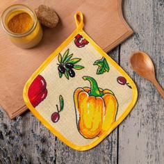 Прихватка МИКС 15х15см (фас 10шт) вафля 160 гр, ватин(10 шт.) Домашний уют