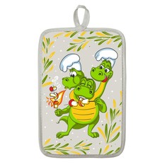 Прихватка Рецепты ПЛ-020 Шеф Горыныч 14х22см, лен 50%, хлопок 50%, 160г/м Гранд Стиль