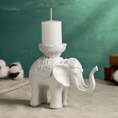 Подсвечник "Слон" белый, 13х19см, для свечи d=4 см Хорошие сувениры
