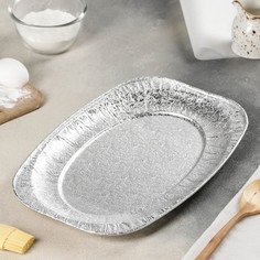 Поднос из фольги Доляна, 35,5?24,5 см, цвет серебристый(25 шт.)