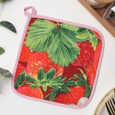 Прихватка 18х18 см, Клубника, рогожка, 100% хлопок Domo Vita