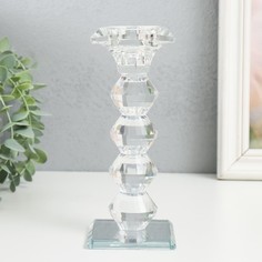Подсвечник стекло на 1 свечу "Бефана с 4 подъемами" прозрачный d=2,2 и 3,5 см 6х6х18 см No Brand