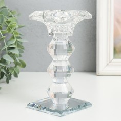 Подсвечник стекло на 1 свечу "Бефана с 3 подъемами" прозрачный d=2,2 и 3,5 см 6х6х14 см No Brand