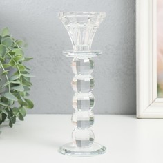Подсвечник стекло на 1 свечу "Бутон на 5 шариках" прозрачный d=2,3 и 4 см 6х6х18,3 см No Brand