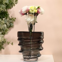 Ваза "Пилея" из прозрачного черного стекла 20*18*18 см No Brand