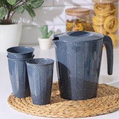Набор для пикника Sugar&Spice STONE, 4 предмета: кувшин 1,9 л, 3 стакана 0,35 л No Brand