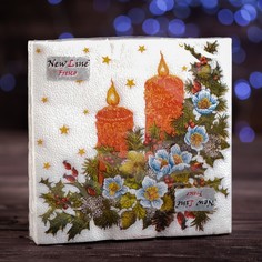 Новогодние салфетки Fresco Свечи, 2 слоя, бумажные, 33*33 см, 20 листов