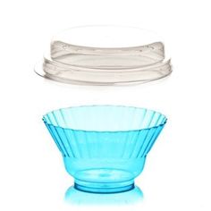 Креманка пластиковая Ондулина голубая 250мл 100шт с крышкой с кристаллическим эффектом No Brand