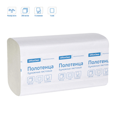 Полотенца бумажные лист. OfficeClean Professional(V-сл) (H3), 1-слойные, 250л/пач.