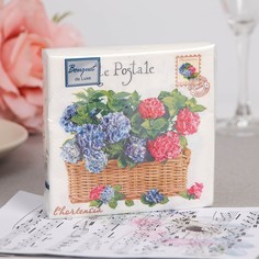 Салфетки бумажные "Bouquet de Luxe" Гортензия, 3 слоя,24x24, 25 листов