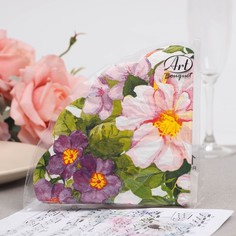 Салфетки бумажные "Art Bouquet" Цветочное ассорти, 3 слоя, 12 листов, d 32