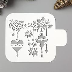 Трафарет пластик Новогодние игрушки 9х9 см No Brand
