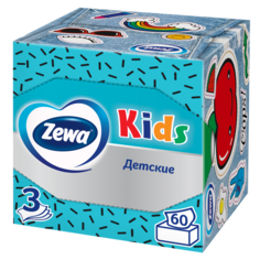 Детские Салфетки Бумажные Zewa Kids, 3 слоя, 60 шт.