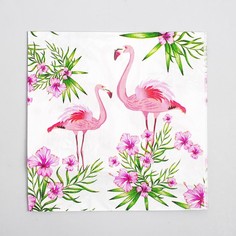 Страна Карнавалия Салфетки бумажные «Парочка фламинго», 33х33 см, набор 20 шт.