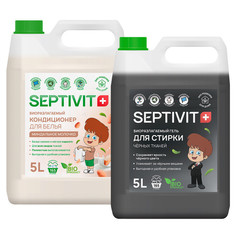 Набор Septivit Premium Кондиционер Миндальное молочко + Гель для черного белья, 5л+5л