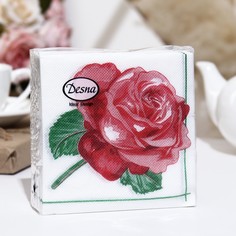 Салфетки бумажные Desna Design "Красная роза",1 слоя,24x24,40 листов Art Bouquet