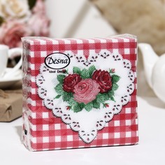 Салфетки бумажные Desna Design "Сердце и розы",1 слоя,24x24,40 листов Art Bouquet
