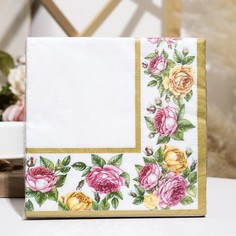 Салфетки бумажные Home Collection Premium"Скатерть с розами",3 слоя,40x40, 20 листов Art Bouquet