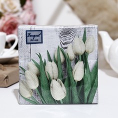 Салфетки бумажные Art Bouquet Rondo"Белые тюльпаны", 24x24, 3 слоя, 12 листов