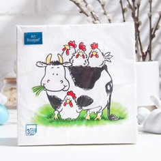 Салфетки бумажные Art Bouquet "Добрые друзья", 3 слоя, 20 листов, 33*33 No Brand