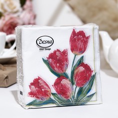 Салфетки бумажные Desna Design "Красные тюльпаны",1 слоя,24x24,40 листов Art Bouquet