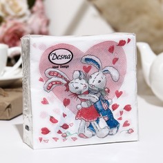 Салфетки бумажные Desna Design "Сердечная любовь",1 слоя,24x24,40 листов Art Bouquet