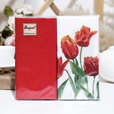 Салфетки бумажные Bouquet de Luxe "Тюльпаны Красная леди"с красным, 2 слоя,33x33, 20 листо